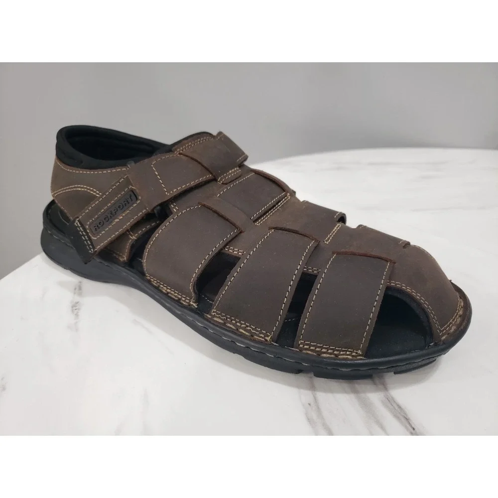 NEW NO BOX SIZE 12 Rockport  Men's Darwyn‎ Fisher Brown Fisherman Sandals